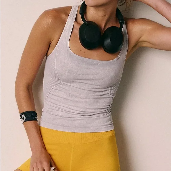 🍒(A251) NWOT Free People Movement Good Karma Long Tank. Ice Gray. Size: … - Picture 1 of 7